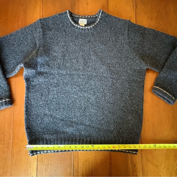 Men's LL Bean Classic Wool Blend Henley Sweater Large - Dark Gray - Picture 5 of 11